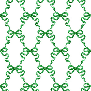 Small  Hannah Ribbon Trellis Emerald on White