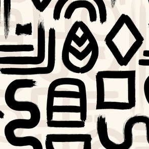 Brushstroke glyphs and shapes - Black and neutral- jumbo