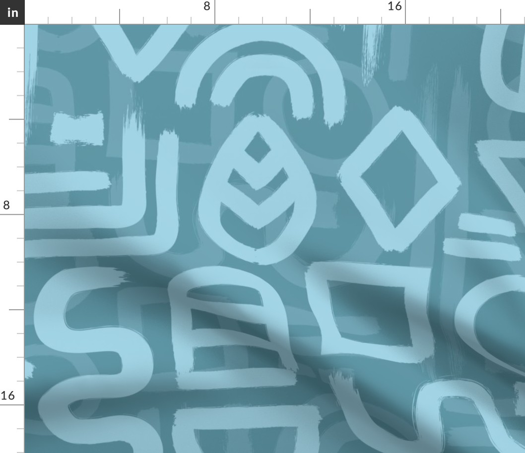 Brushstroke glyphs and shapes - Dusty Blue- jumbo