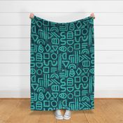 Brushstroke glyphs and shapes - Teal tone on tone - jumbo