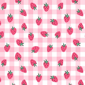 Summer Strawberry Gingham - large scale