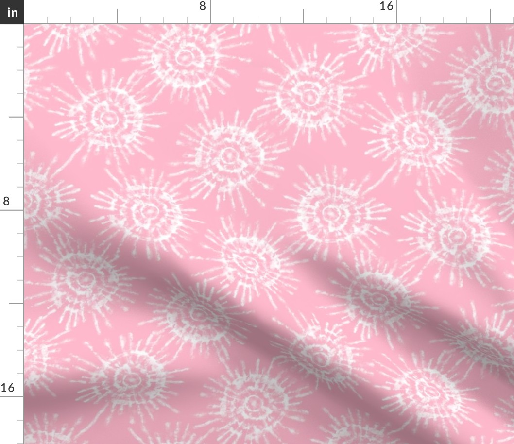 White on Candy Pink Tie Dye Starburst - medium scale