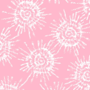 White on Candy Pink Tie Dye Starburst - large scale