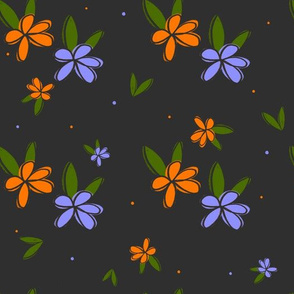 orange and purple retro flower pattern
