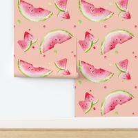 watermelon picnic watercolor pattern medium scale