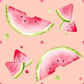 watermelon picnic watercolor pattern medium scale