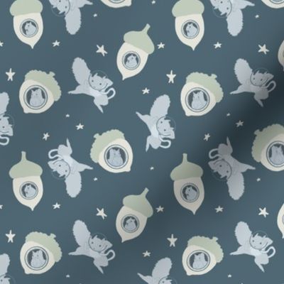 squirrels in space green pattern
