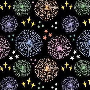 Rainbow fireworks and stars (small)