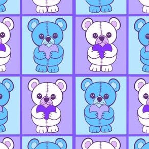 Patchwork teddy bears purple