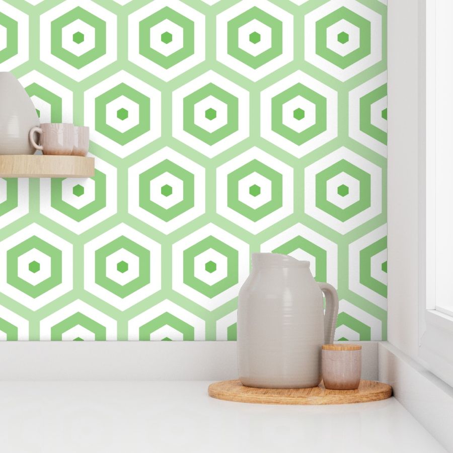 Geometric Pattern: Hexagon Hive: Positive Light Green