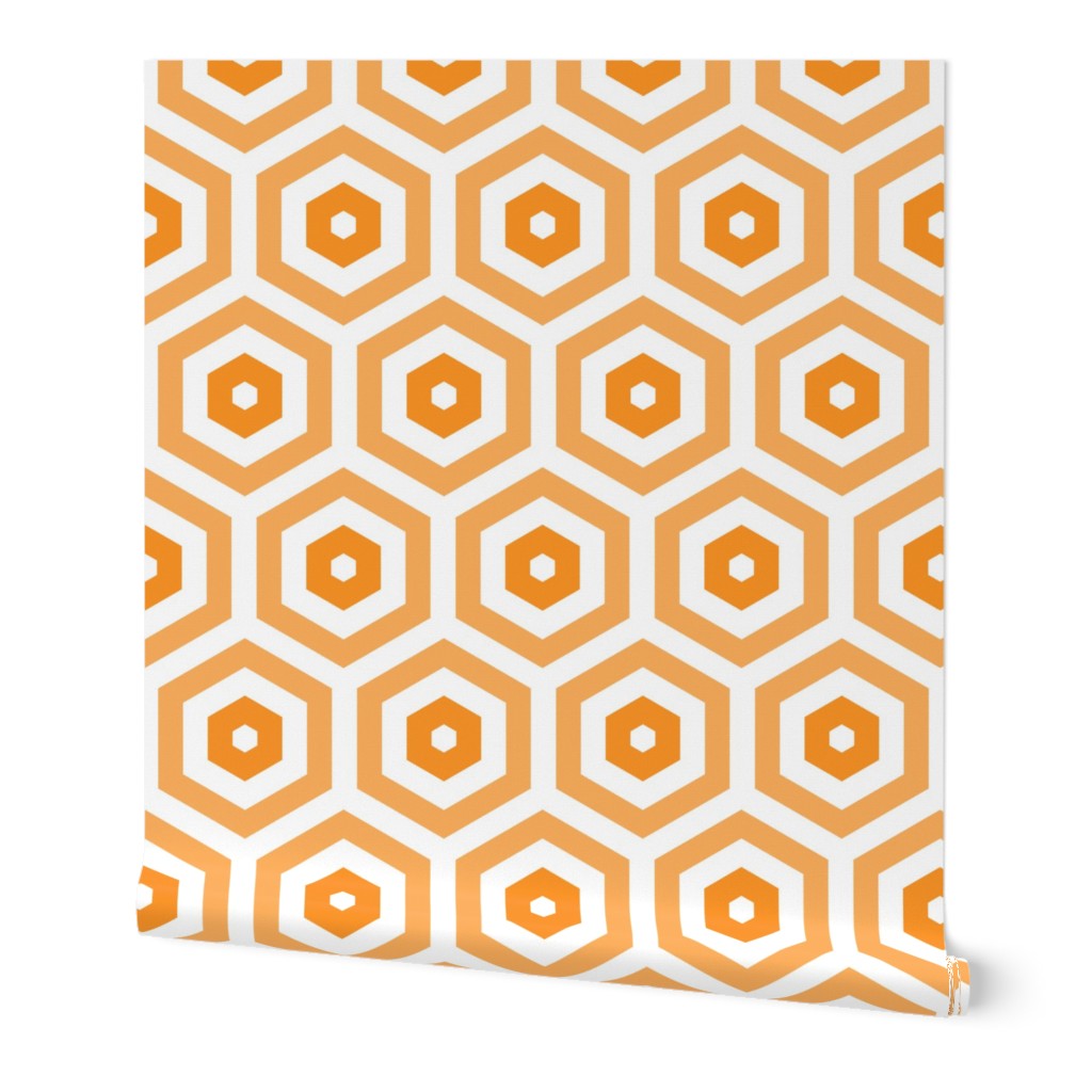 Geometric Pattern: Hexagon Hive: Negative Light Orange