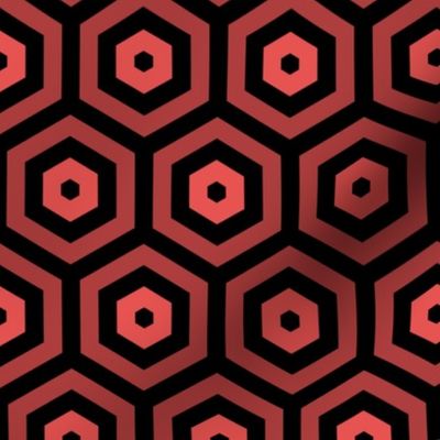 Geometric Pattern: Hexagon Hive: Negative Dark Red