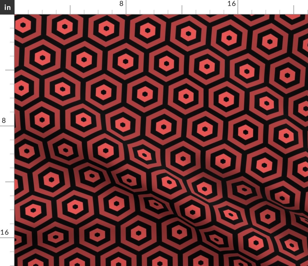 Geometric Pattern: Hexagon Hive: Negative Dark Red