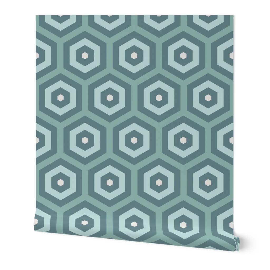 Geometric Pattern: Hexagon Hive: Seafoam