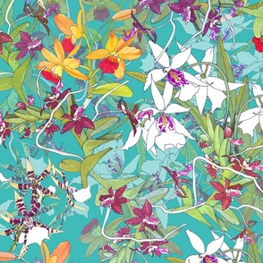 Entwined Orchids on Turquoise Large 150L