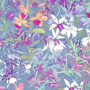 Entwined Orchids Purple Blue Large 150L