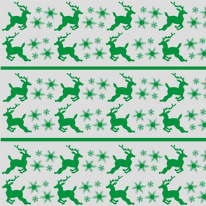 Reindeer snowflakes Silver Green