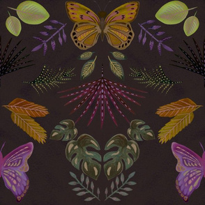 Tropical butterflies bright on dark (large)