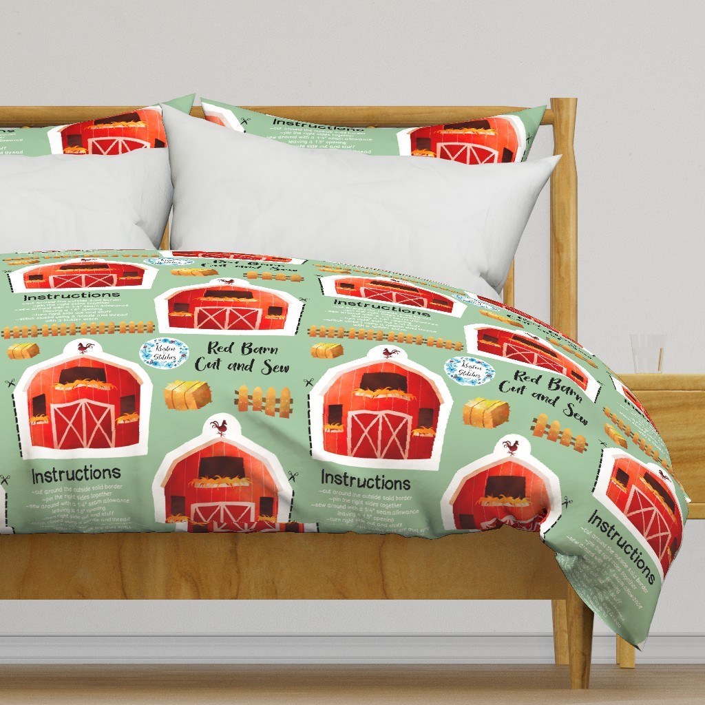 Small Red Barn Cut and Sew - Fat Quarter Easy Cut and Sew Stuffie