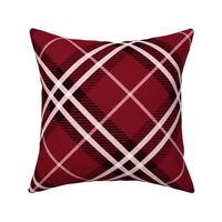 Large Scale Tartan Plaid - Cranberry or Cherry Red Pink White