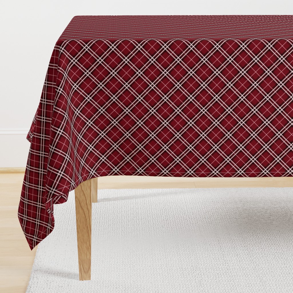 Small Scale Tartan Plaid - Cranberry or Cherry Red Pink White