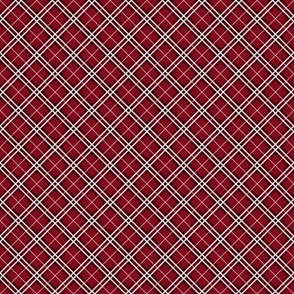 Small Scale Tartan Plaid - Cranberry or Cherry Red Pink White