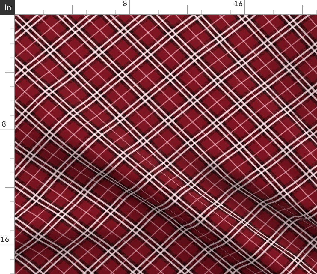 Small Scale Tartan Plaid - Cranberry or Cherry Red Pink White