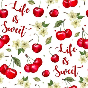 Large Scale Life is Sweet Cherries on White
