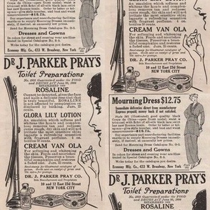 1920s advertisement for make up and mourning dress
