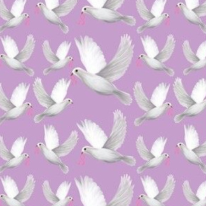 Pink ribbon doves on dusky pink