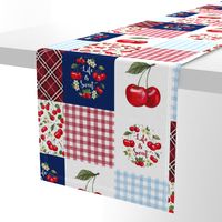 Bigger Scale Patchwork 6" Squares Life is Sweet Cherries for Cheater Quilt or Blanket