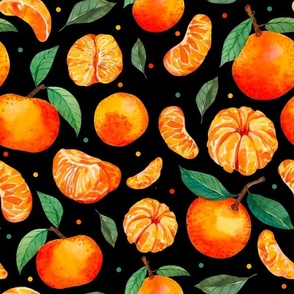 Large Scale Mandarin Orange Clementines on Black