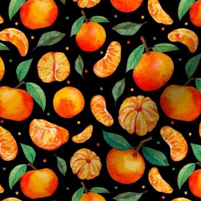 Medium Scale Mandarin Orange Clementines on Black