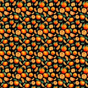 Small Scale Mandarin Orange Clementines on Black