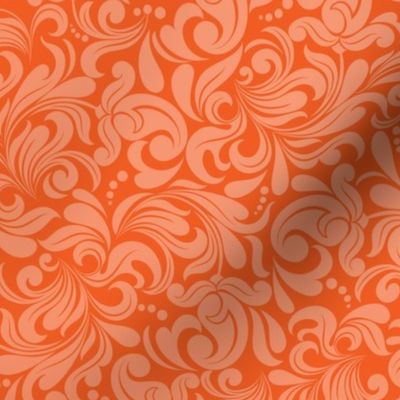 Smaller Scale Damask - Citrus Clementine