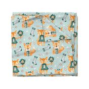 Large Scale Christmas Fox on Soft Minty Green