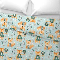 Large Scale Christmas Fox on Soft Minty Green