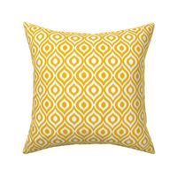 Medium Scale Ikat Ogee - Golden Yellow on White