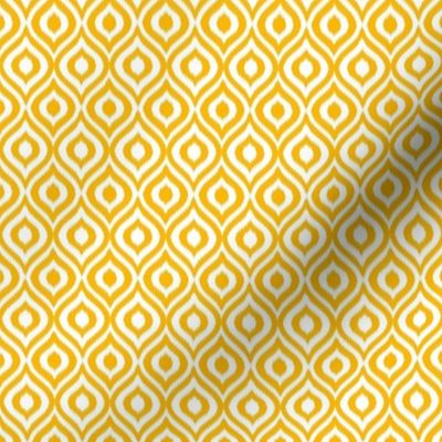 Small Scale Ikat Ogee - Golden Yellow on White