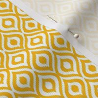 Small Scale Ikat Ogee - Golden Yellow on White