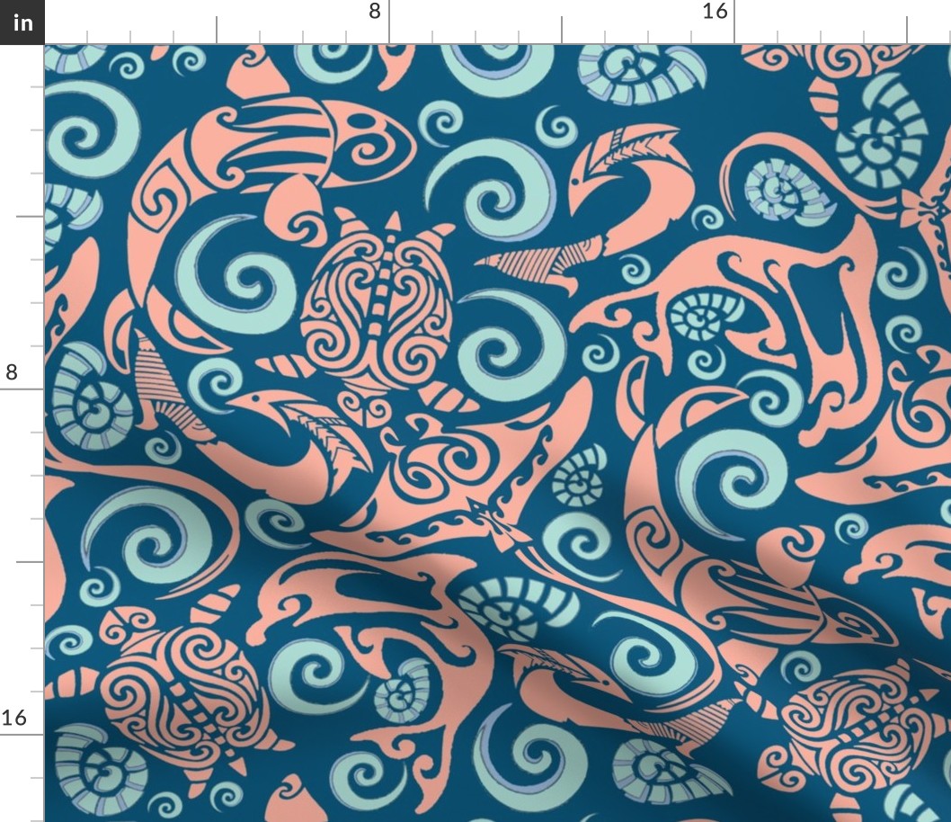 Ocean Tribal Elements Paddleboard Design Coral Background scheme