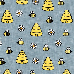 Honey Bees - dusty blue - LAD21