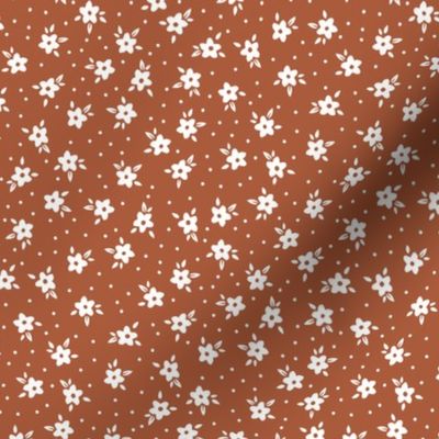 Dainty Vintage Floral - rust brown - tiny scale