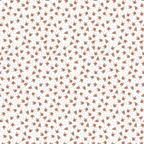 Dainty Vintage Floral - white rust brown - tiny scale
