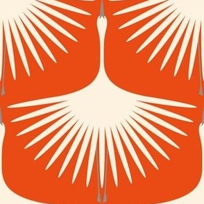 Art Deco Swans - 6" - Orange and Soft Gray