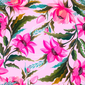 Pink  flowers ,floral pattern 