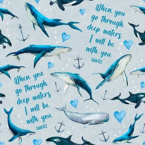 Bigger Scale Deep Blue Sea When You Go Through Deep Waters I Will Be With You Isaiah 43:2 Grey