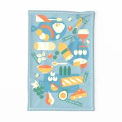 Retro Picnic Antipasto Tea Towel