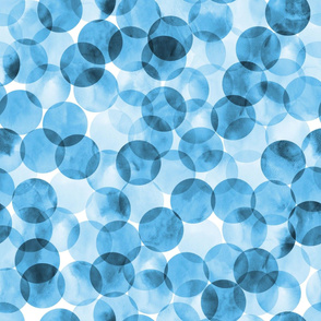 Large Scale Watercolor Bokeh Bubble Dots - Bright Blue