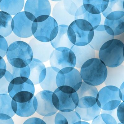 Medium Scale Watercolor Bokeh Bubble Dots - Bright Blue